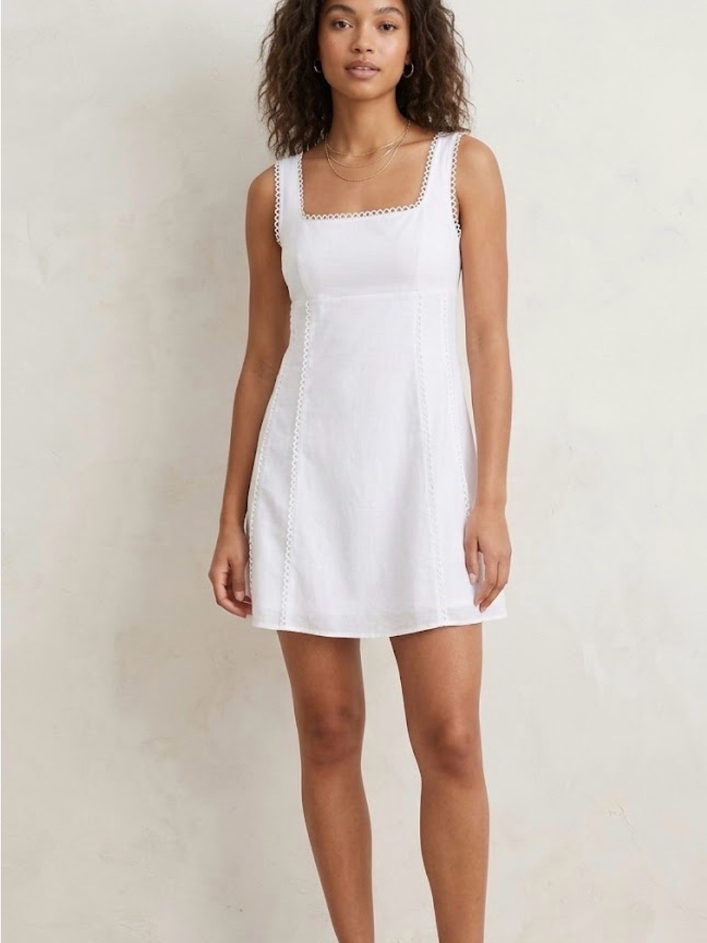 Adrianna Papell Women's Scalloped-Trim Fit & Flare Dress White Square Mini